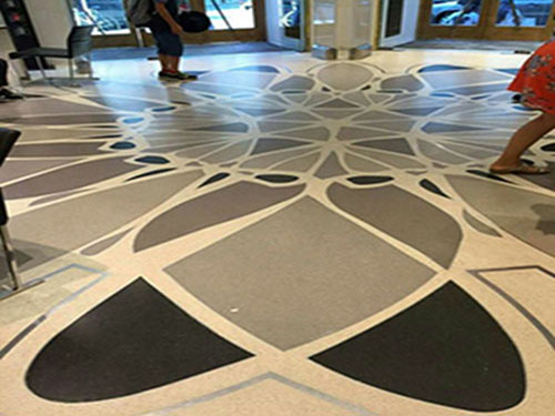 河北石家莊商場做了高端藝術無機磨石地坪的效果！